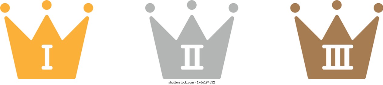 icono de la corona sobre fondo blanco - icono de la corona trendy y símbolo de medalla moderno para logo, web, app, UI. Clasificación, popularidad, satisfacción del cliente, concepto de competencia