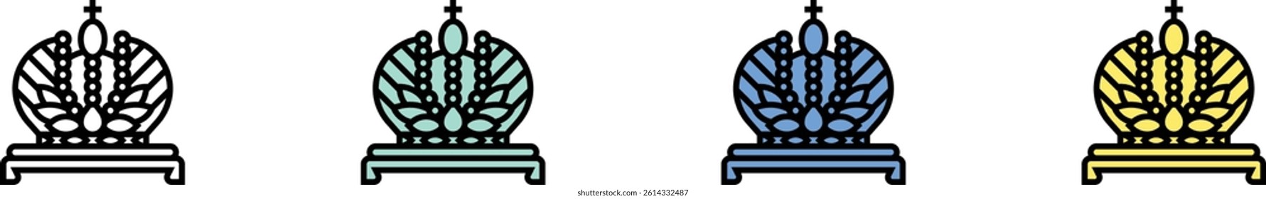 crown icon. Outline, Green, Blue and Yellow Style Design Isolated On White Background
