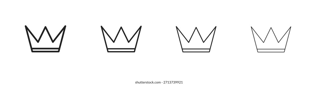 Símbolo de contorno de icono de corona. Colección de trazo editable.
