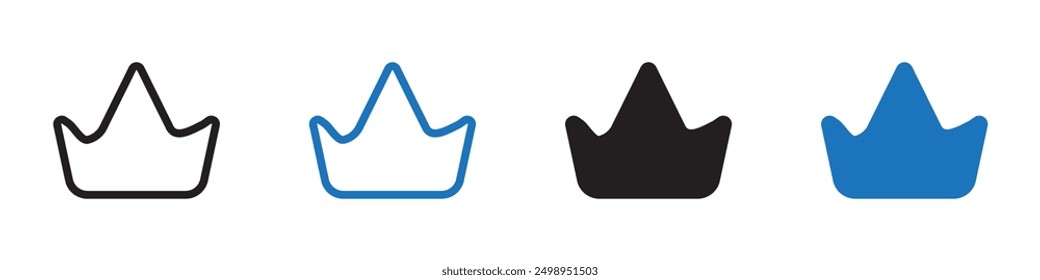 Crown icon Outline vector line set