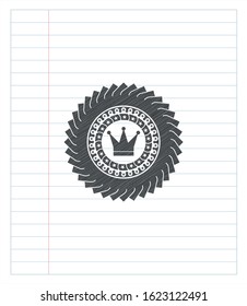 crown icon pencil draw. Vector Illustration. Detailed.
