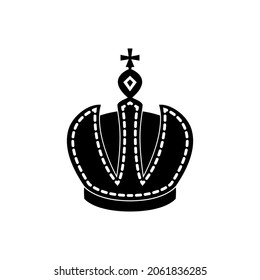 The crown icon with precious stones is a symbol of power in black on a white background. Vector image.