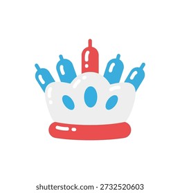 Crown Icon with Red and Blue Elements, Simple Design, Symbol Usage