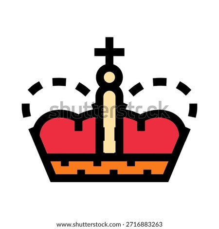 Crown icon representing the concepts of royalty and monarchy, illustrating leadership, success, and power with traditional design elements and a cross on top, conveying authority