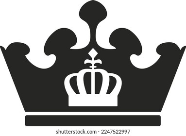 Icono de la corona, icono de la corona real vector negro