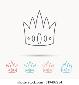 Crown icon. Royal king hat sign. VIP symbol. Linear icons on white background. Vector