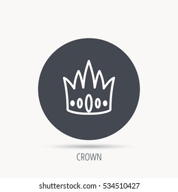 Crown icon. Royal king hat sign. VIP symbol. Round web button with flat icon. Vector