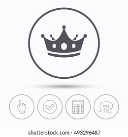 Crown icon. Royal throne leader sign.