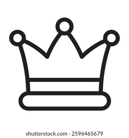 Crown icon, royalty and luxury symbol, black and white vector illustration isolated on white background.	