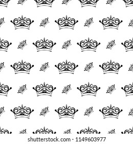 Crown Icon Seamless Pattern, Crown Vector Art Illustration