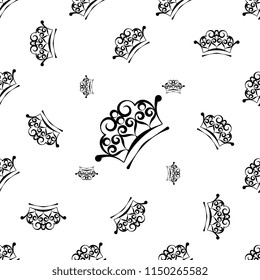 Crown Icon Seamless Pattern, Crown Vector Art Illustration