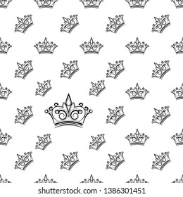 Crown Icon Seamless Pattern, Crown Vector Art Illustration