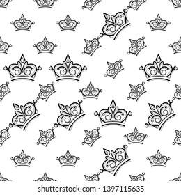 Crown Icon Seamless Pattern, Crown Vector Art Illustration
