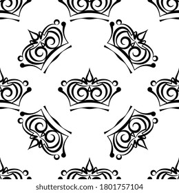 Crown Icon Seamless Pattern, Crown Vector Art Illustration