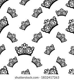 Crown Icon Seamless Pattern, Crown Vector Art Illustration