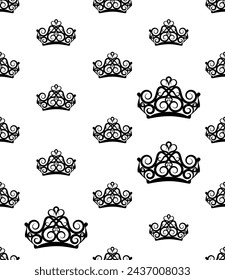 Crown Icon Seamless Pattern, Crown Vector Art Illustration