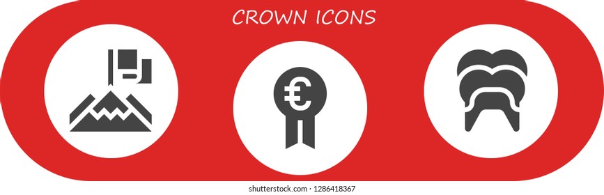  crown icon set. 3 filled crown icons. Simple modern icons about  - Achievement, Prize, Dental