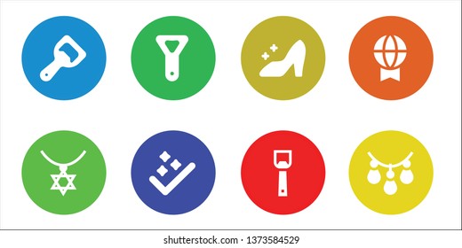 crown icon set. 8 filled crown icons.  Simple modern icons about  - Bottle opener, Necklace, Success, Cinderella, Prize