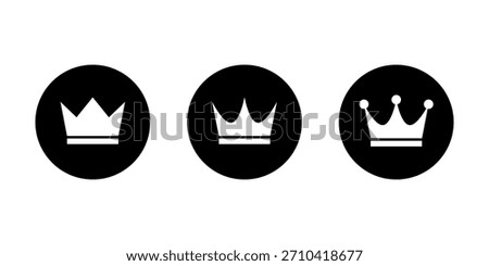 Crown icon set in black circle. Royalty, premium, and leadership symbol
