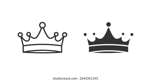 Crown Icon Set. A black icon of a crown, representing royalty or leadership.