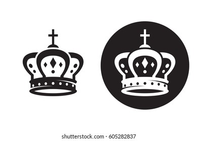 Crown icon set. Black and white icons