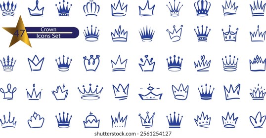 Crown icon set. Collection of crown silhouette