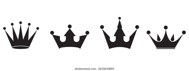 Crown icon set. Collection of crown silhouette. Crown set icons. Collection different crown sign - vector for stock, Big collection quality crowns. eps 10 