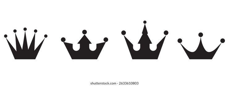 Crown icon set. Collection of crown silhouette. Crown set icons. Collection different crown sign - vector for stock, Big collection quality crowns. eps 10 