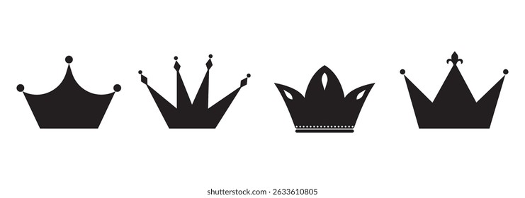 Crown icon set. Collection of crown silhouette. Crown set icons. Collection different crown sign - vector for stock, Big collection quality crowns. eps 10 