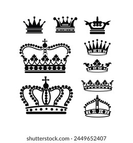 crown icon set , editable, eps 10