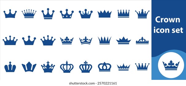 Crown icon set., empire, image, luxury, classic, set, art, prince, graphic, vector, design, king, aristocracy, isolated, icon, queen, authority, collection, monarch and more.