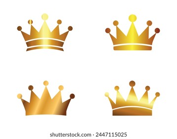 Crown icon set. Gradient icon set on white background. Vector illustration