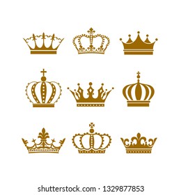 Crown icon set heraldic symbol vector illustration.