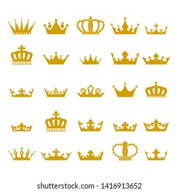 Crown icon set heraldic symbol vector illustration.