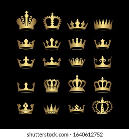 Crown icon set heraldic symbol vector illustration.