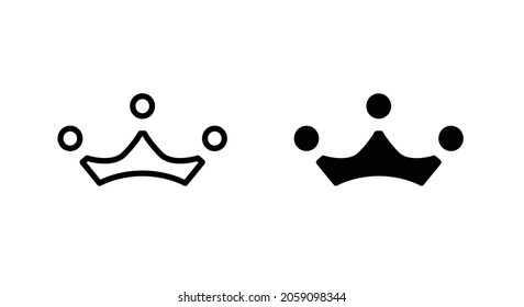 Crown Icon set isolated on white. Crown, queen, king, icons button,vector, sign, symbol, logo, illustration, editable stroke, flat design style linear pictogram