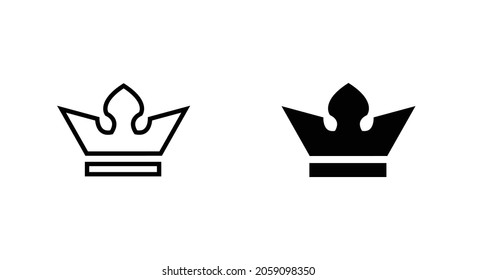Crown Icon set isolated on white. Crown, queen, king, icons button,vector, sign, symbol, logo, illustration, editable stroke, flat design style linear pictogram