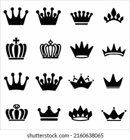 Crown icon set isolated on white background