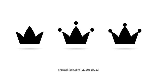 Crown icon set isolated on white background. Royalty, premium, and leadership symbol