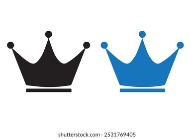 Crown icon set. King symbol, luxury, VIP, premium, queen and royalty vector sign collection.