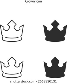 Icono de la corona fijado en línea y en un estilo del glifo aislado en un fondo blanco.