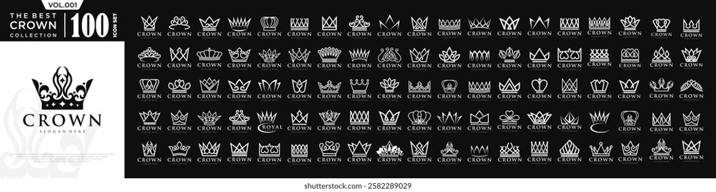Crown icon set logo design. Crown sign collection. vector illustration