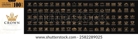 Crown icon set logo design. Crown sign collection. vector illustration