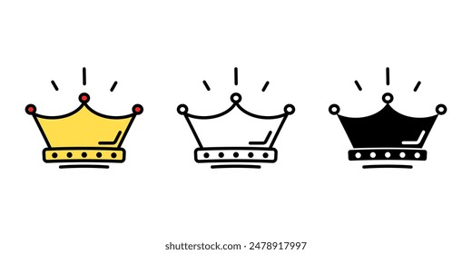 Crown icon set, premium quality symbol isolated background, silhouette icon, winner flat simple infographics design template. vector illustration