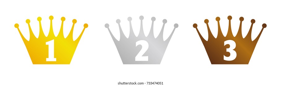 Crown icon set ( for ranking) .three colors (gold/silver/bronze)