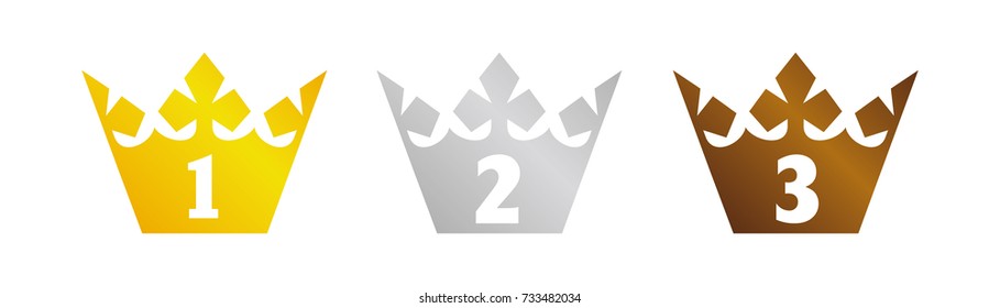 Crown icon set ( for ranking) .three colors (gold/silver/bronze)