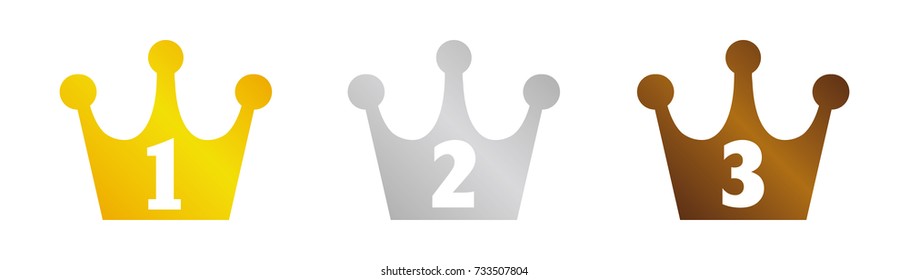 Crown icon set ( for ranking) .three colors (gold/silver/bronze) 