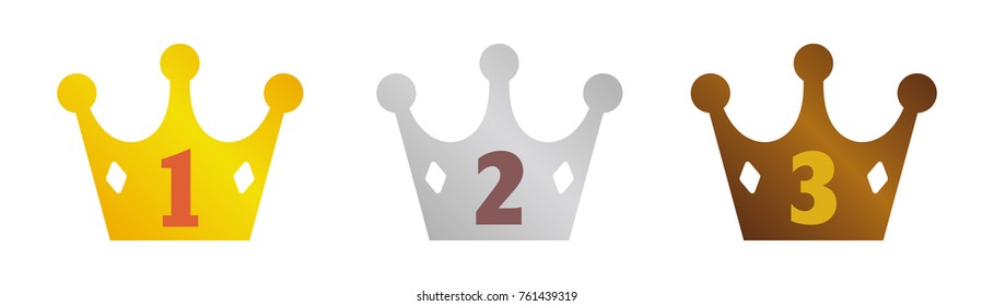 Crown icon set ( for ranking) .three colors (gold/silver/bronze) 