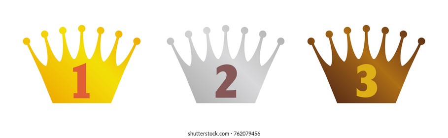 Crown icon set ( for ranking) .three colors (gold/silver/bronze) 
