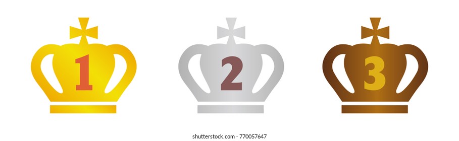 Crown icon set ( for ranking) .three colors (gold/silver/bronze) 